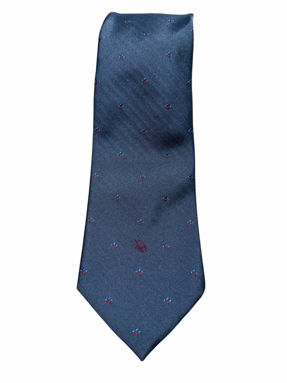 Christian Dior Men's Blue Patterned Silk Blend Tie